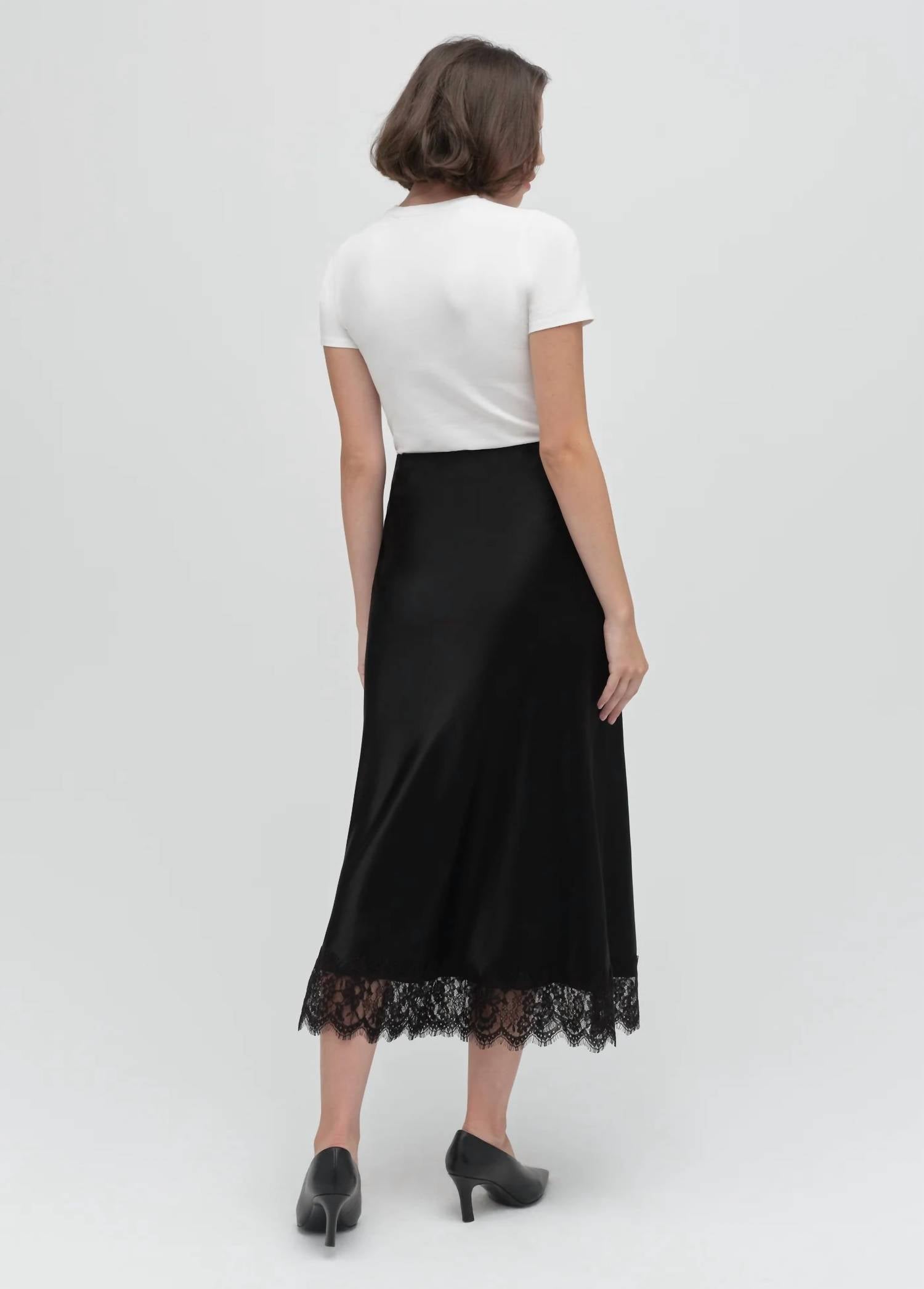 Favorite Daughter Lacy Favorite Satin Midi Skirt in black - women's skirt - alternate view
