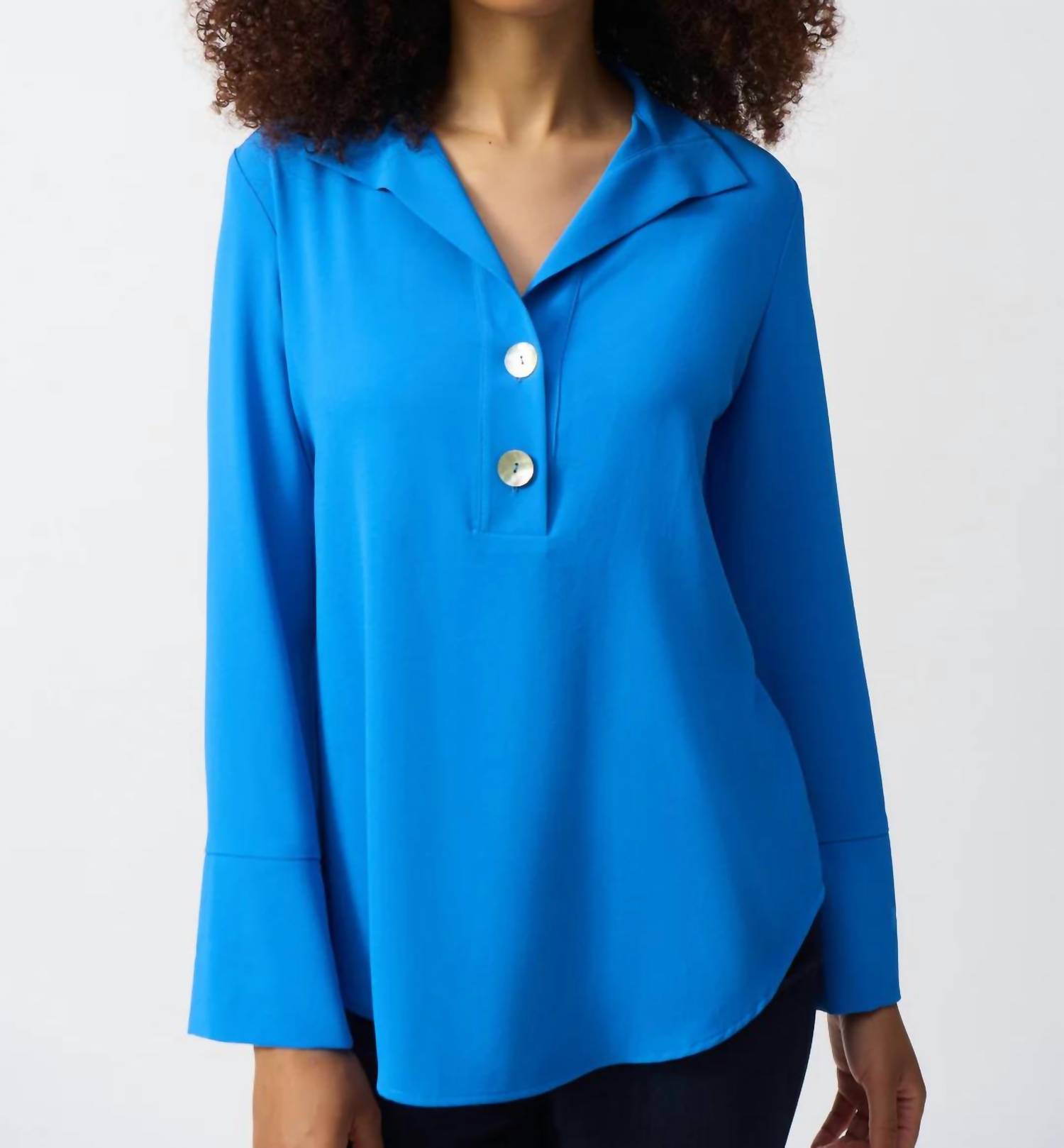 Joseph Ribkoff - Collared Long Sleeve Gauze Top