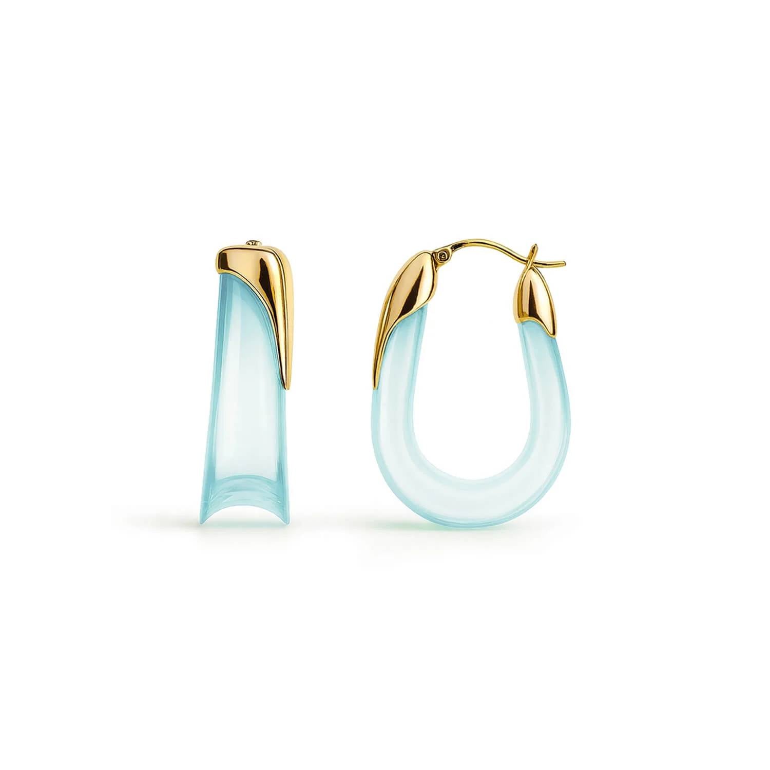 Gold & Honey - Women's Sculpted U Lucite Birthstone Hoop Earrings