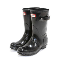 HUNTER Women's Original Short Gloss Rain Boots in black - women's shoe