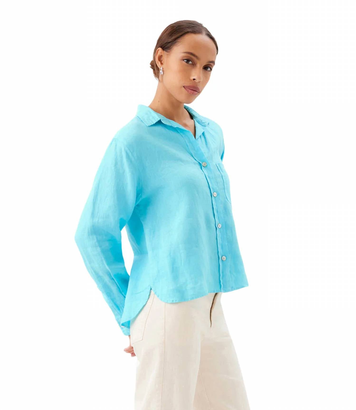 Karen Kane - Long Sleeve Linen Button-Up Shirt