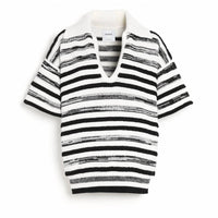 Barrie - Striped Cashmere And Cotton Polo Top