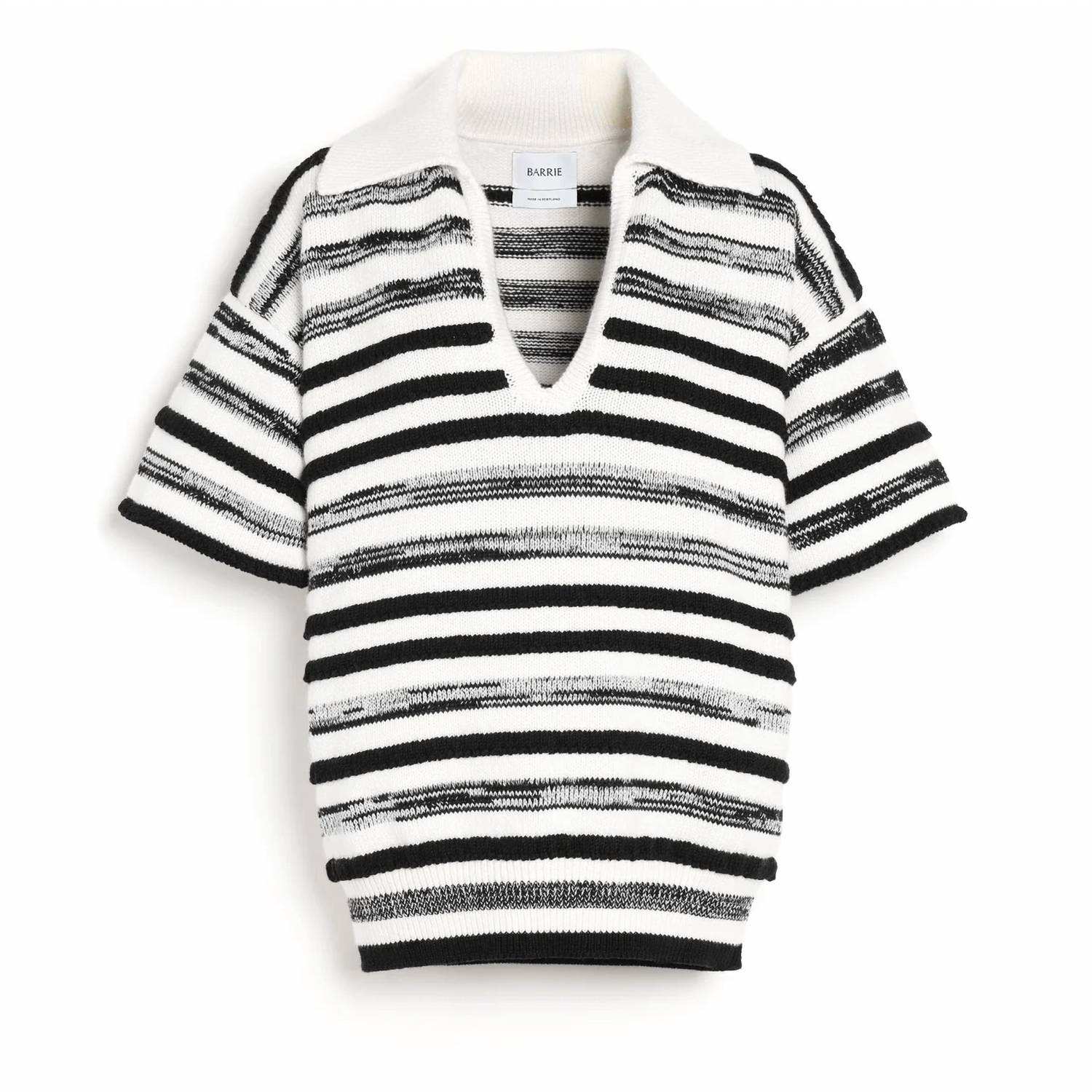 Barrie - Striped Cashmere And Cotton Polo Top