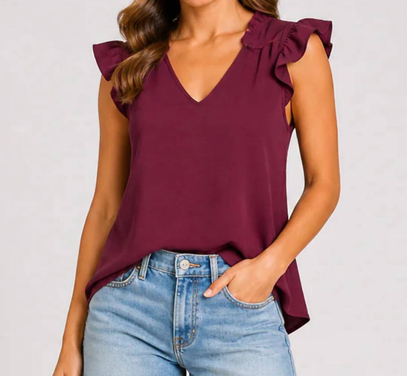 Les Amis - Sophia Ruffle Trim Tank Top