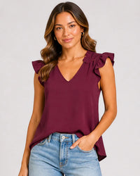 Les Amis - Sophia Ruffle Trim Tank Top
