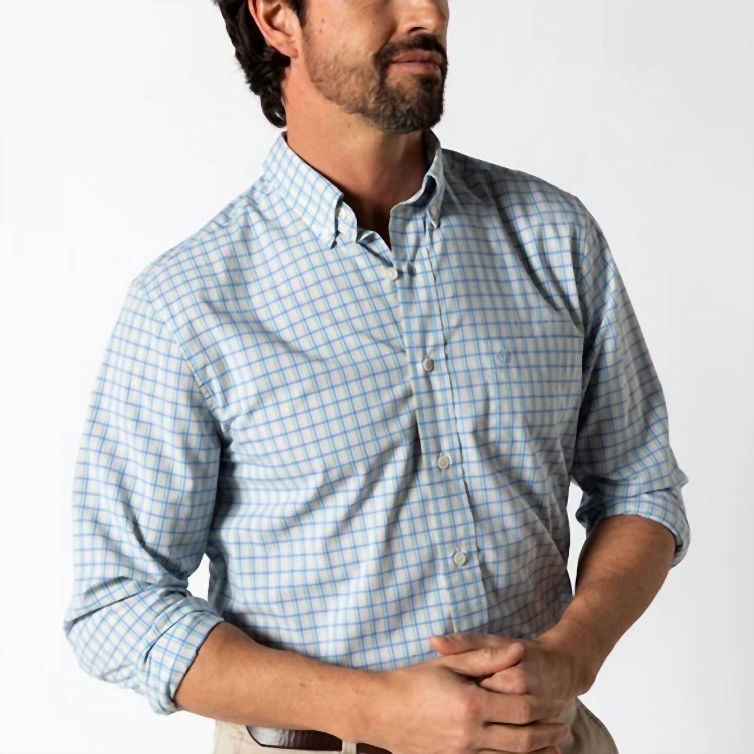 Duck Head - BRADLEY PLAID LONG SLEEVE PERFORMANCE POPLIN SPORT SHIRT