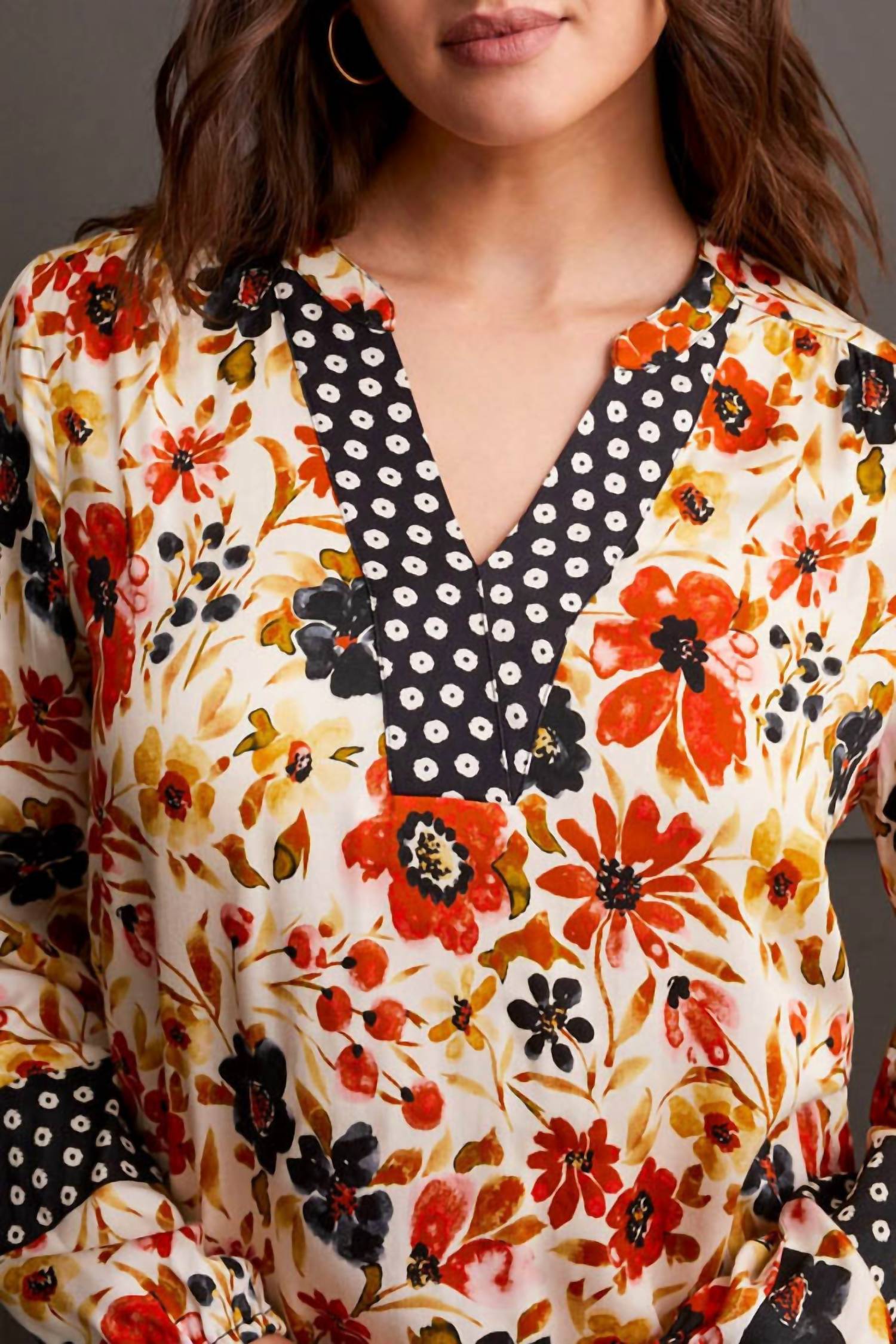 Tribal - Placket V-neck Blouse