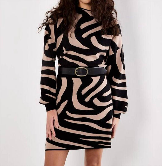 Apricot - Zebra Knitted A-line Mini Skirt