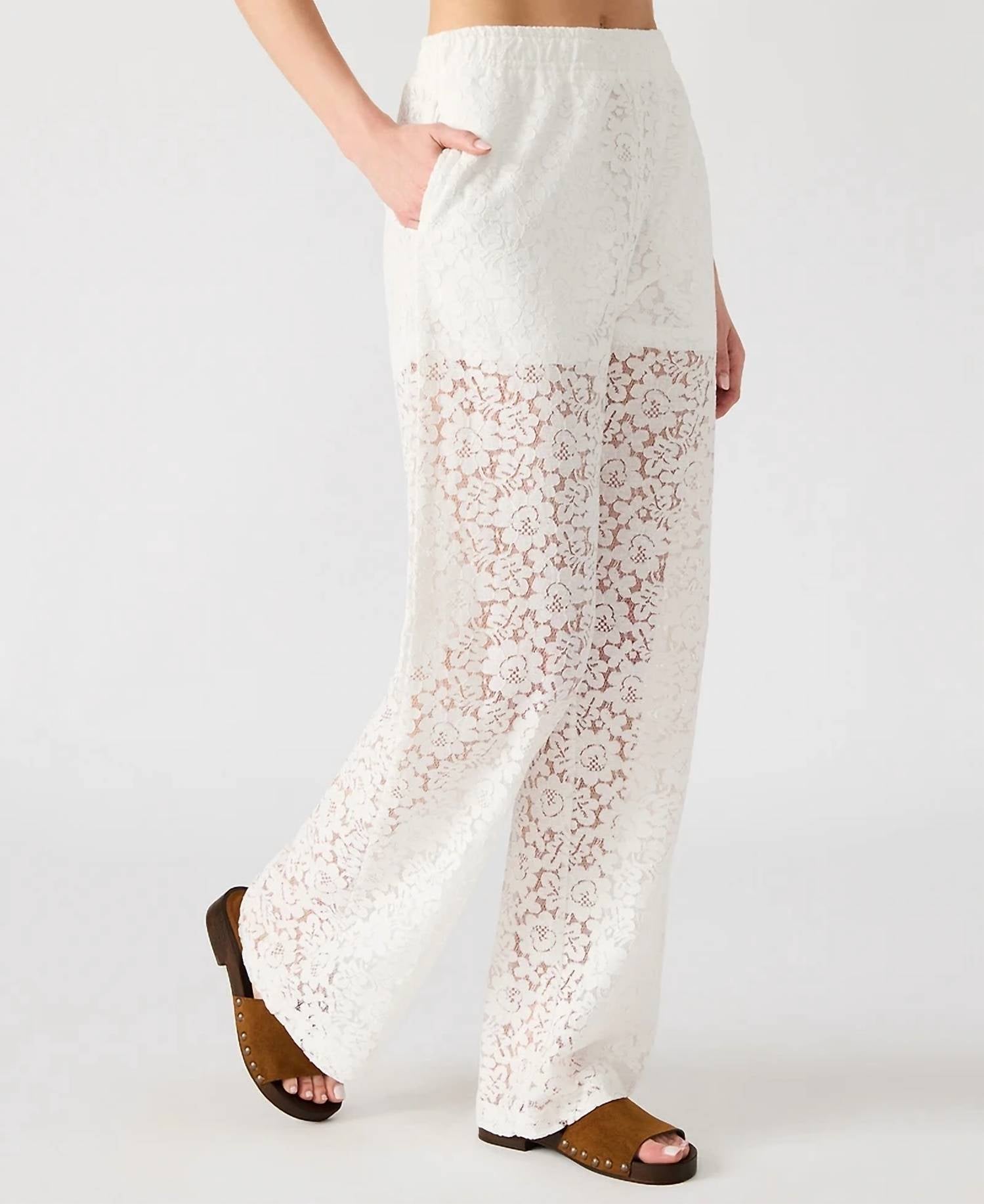 STEVE MADDEN Venetia Lace Wide Leg Pants - women's pants - detail view