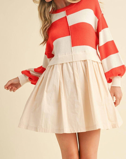 &Merci - Striped Sweater Twofer Dress