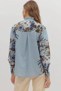 Entro - Floral Accent Sleeves Top