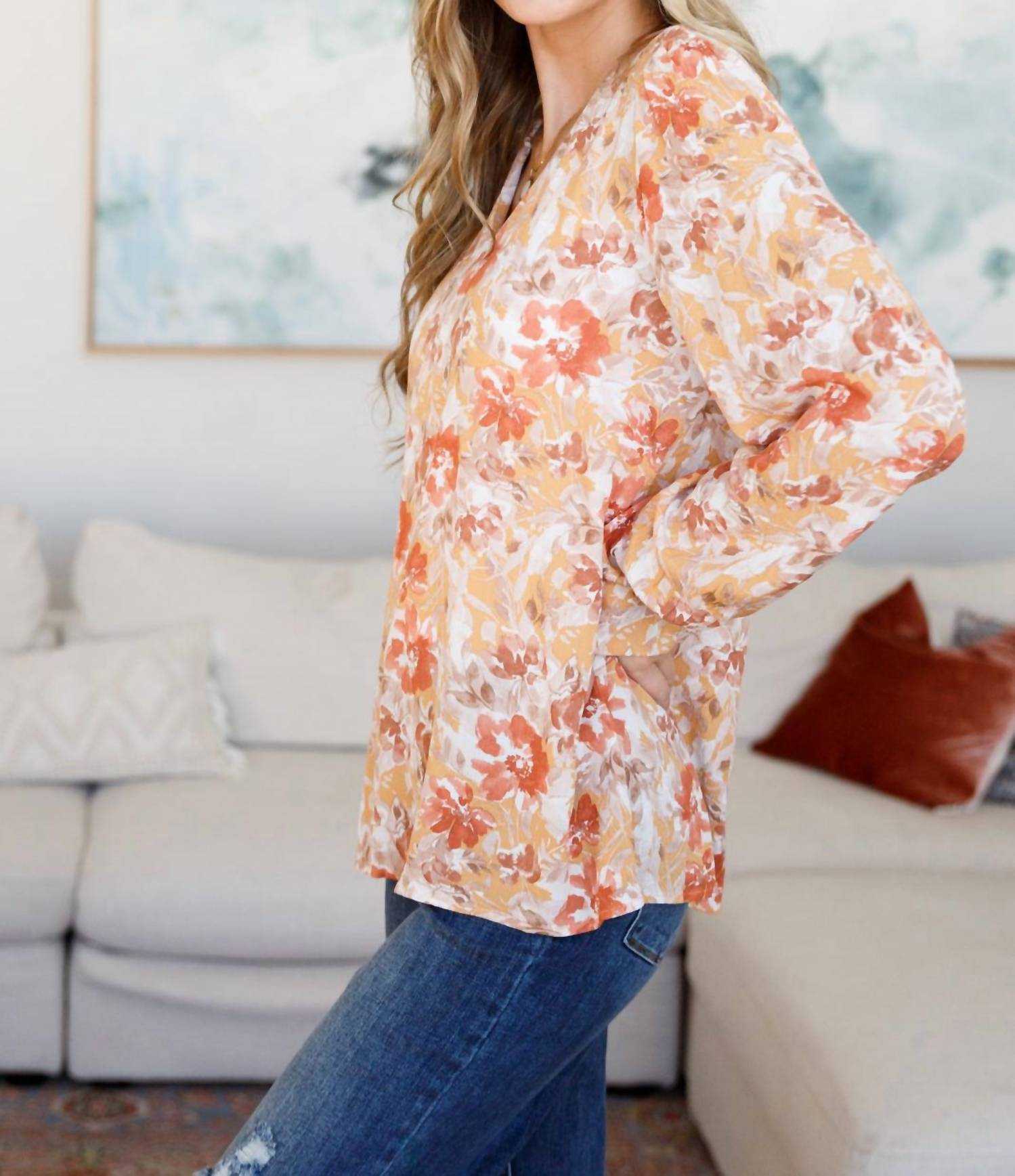 Emily Wonder - Marigold Dreams Floral Blouse