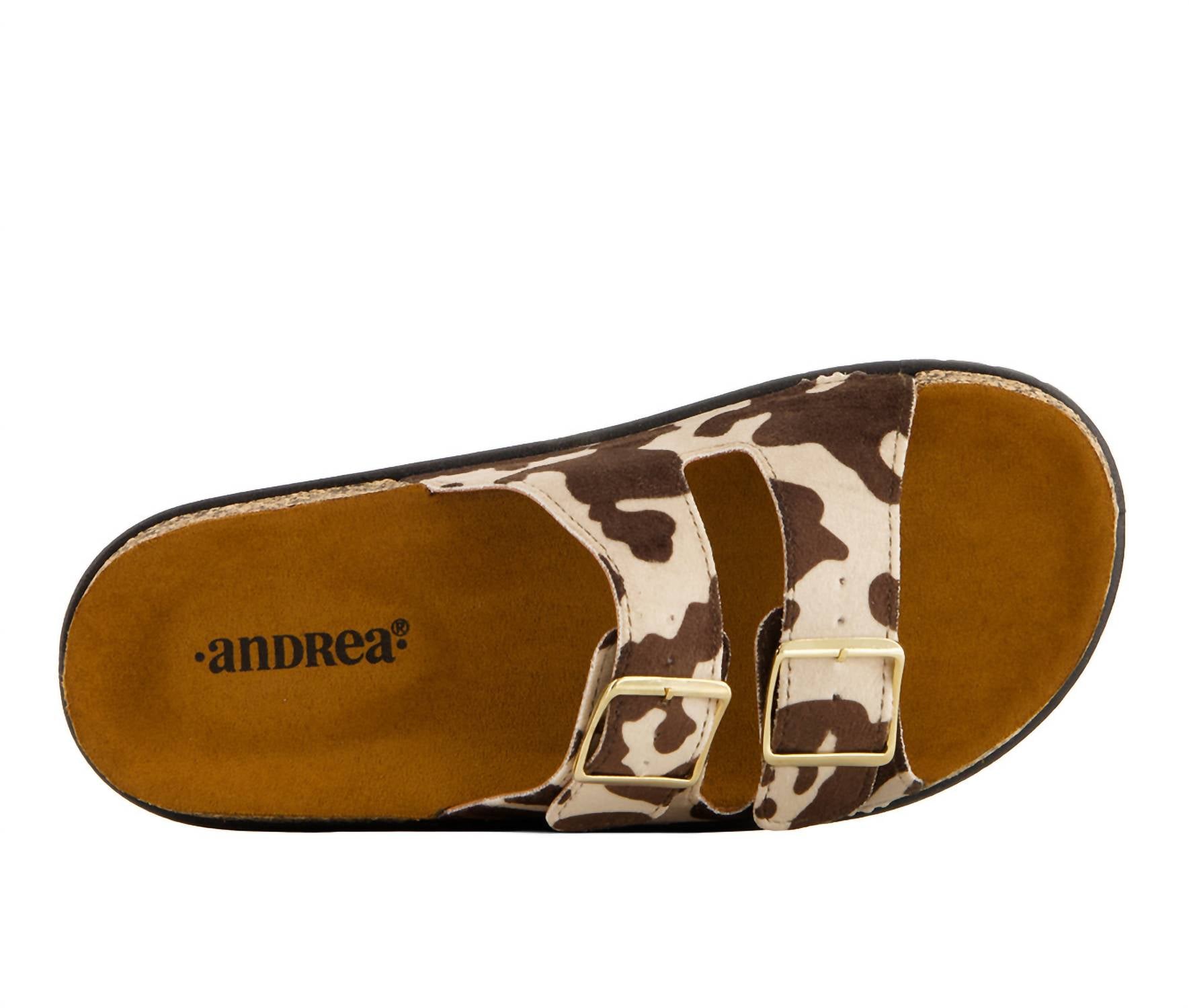 Andrea - Women's Cowhide Print Footbed Sandals