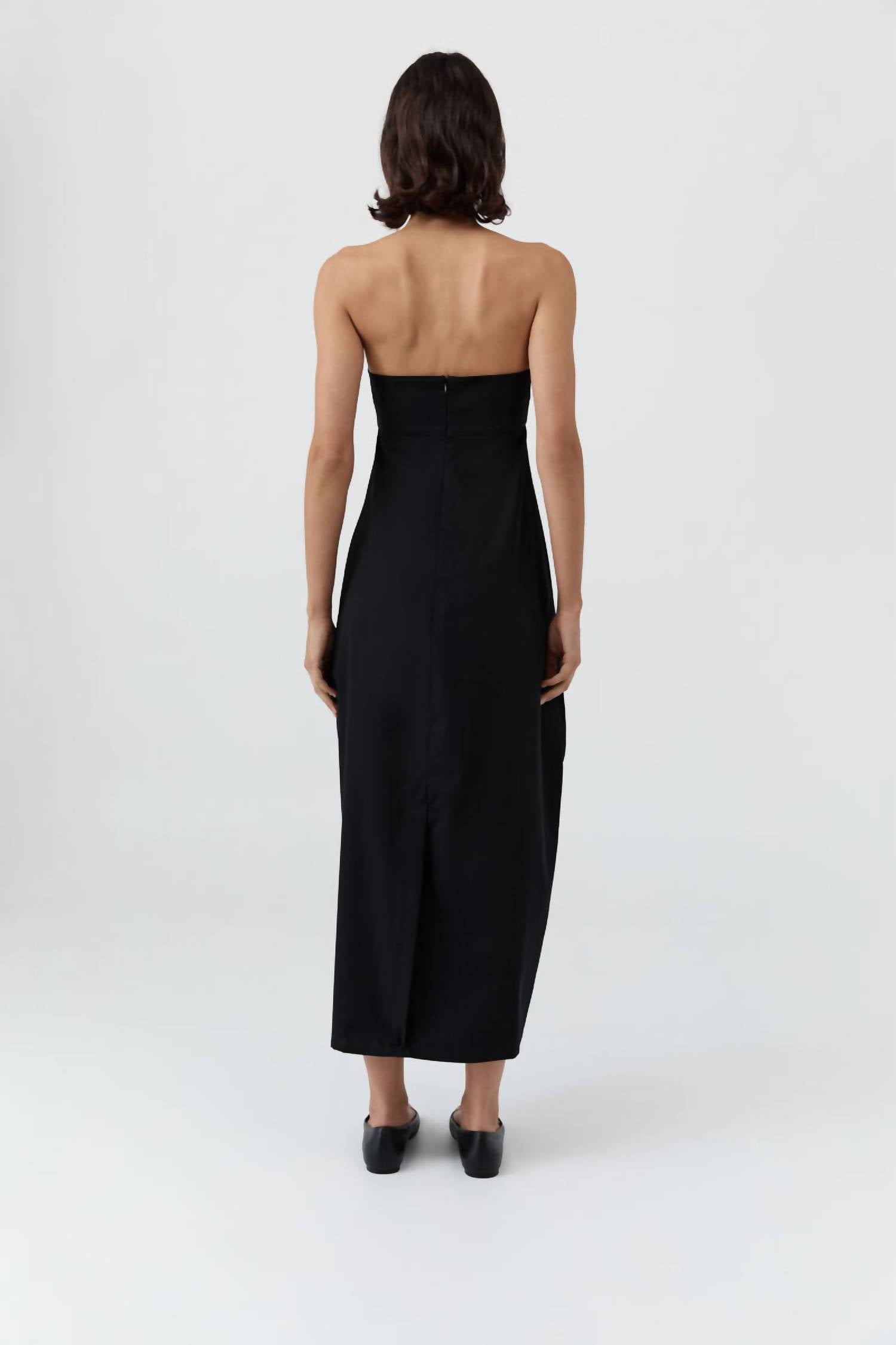 St. Agni Wool Strapless Cocoon Dress in black - women's dress - view 4