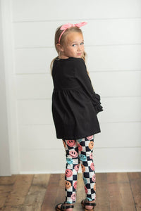 Adorable Sweetness - Girl's Smiley Face Ruffle Top Leggings Set