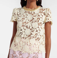 Self-Portrait - Embellished Lace Top