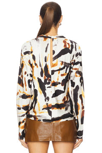 A.L.C. Georgia Long Sleeve Top in black camel - women's blouse - alternate view