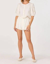Astr - Joellyn Embroidered Cotton Shorts