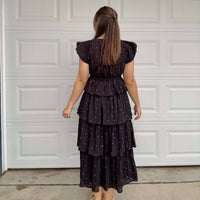In The Beginning - Ruffle Polka Dot Midi Dress