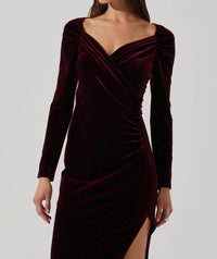 Astr - Sirica Velvet Off Shoulder Midi Dress