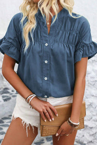 Shewin - Ruffle Short Sleeve Top