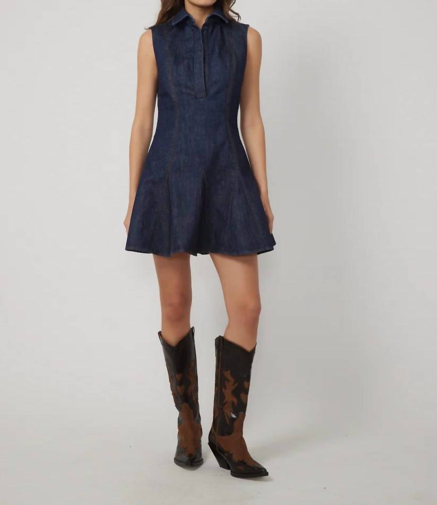 GILNER FARRAR Sana Dress in dark blue denim 1 - women's dress