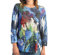 Jess & Jane - Morning Glory Burnout Rounded Hem Top