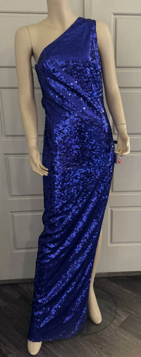 Mac Duggal - Sequined One Shoulder Asymmetrical Hem Gown