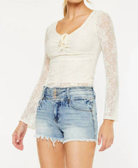 Kancan - High Waist Triple Waistband Denim Shorts