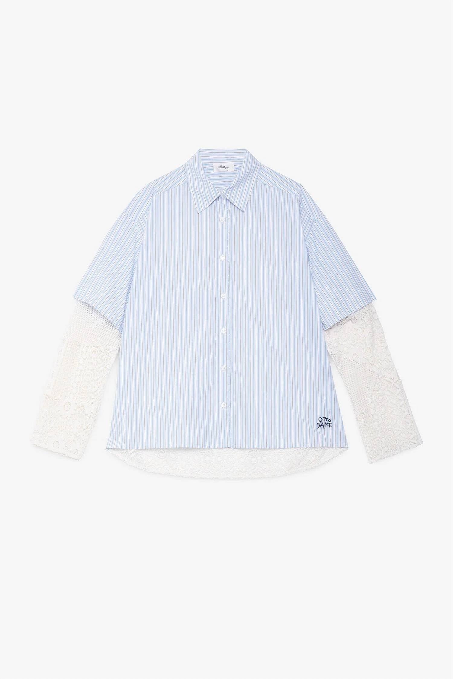 Ottod'Ame - Striped Shirt With Macramé Inserts