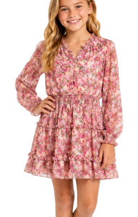 Flowers By Zoe - Tween Floral Long Sleeve Dress
