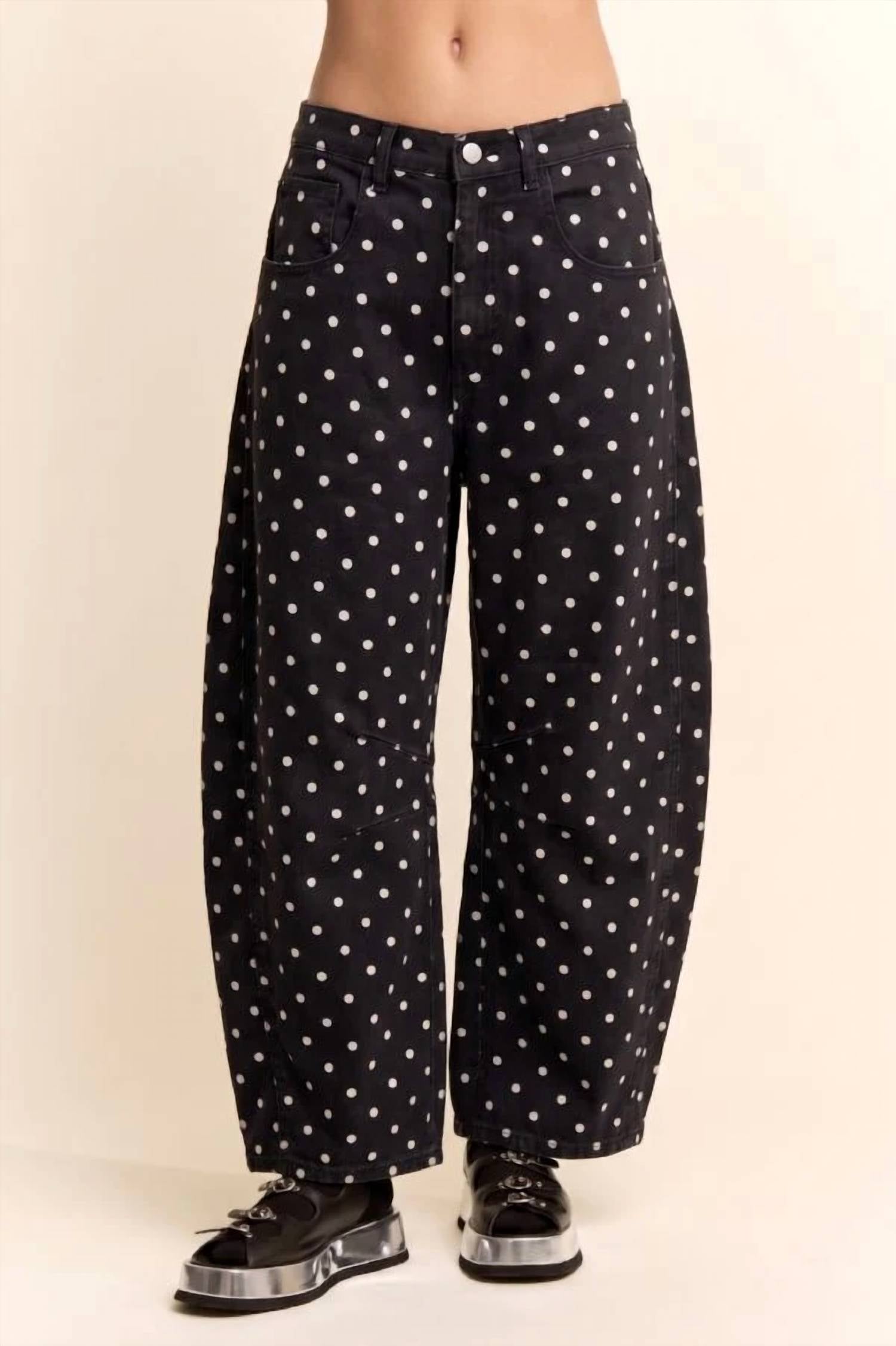 Davi & Dani - Missy Polka Dot Barrel Jeans