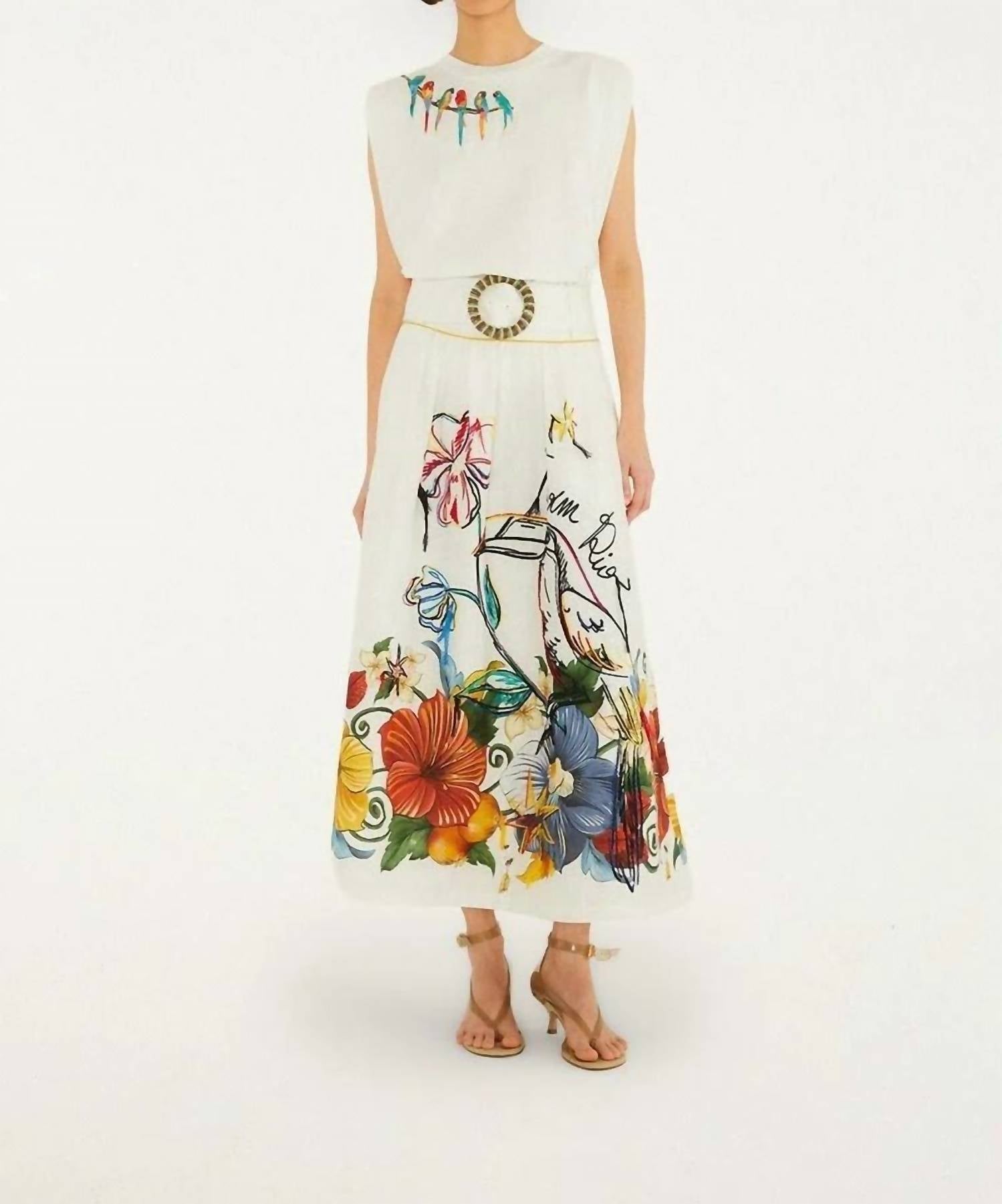 Farm Rio - Tropi Embroidered Linen Skirt