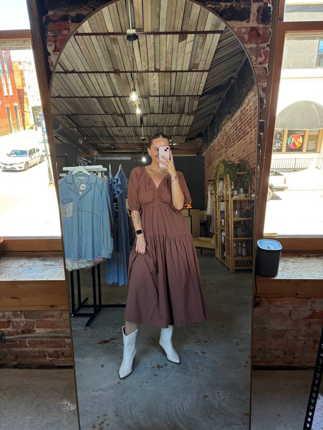 WISHLIST Women's Midi Dress in hazelnut - women's dress