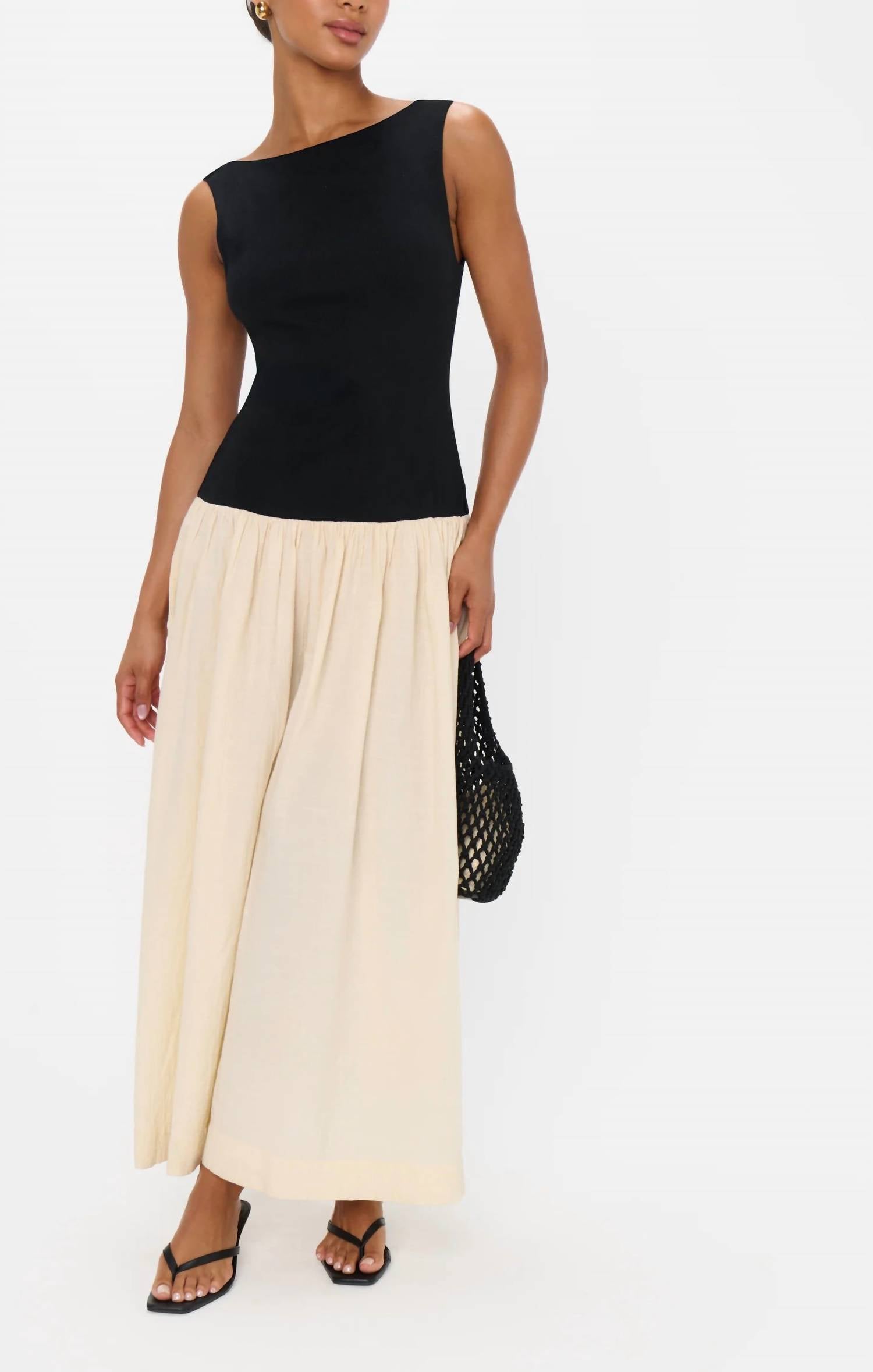 Show Me Your Mumu Luisa Maxi Dress in black cream - women's dress - detail view