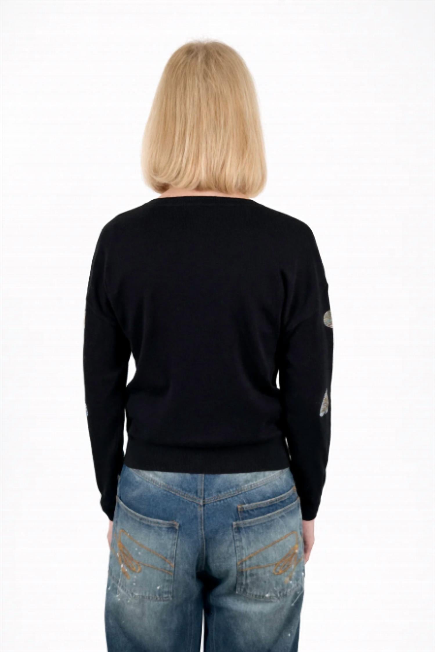 J. Society Glitter Heart Crew Sweater in black - women's sweater - detail view
