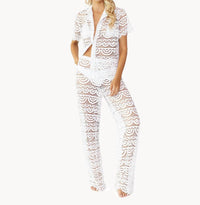 PQ Swim Lace Cover Up Top in white - women's swimwear - alternate view