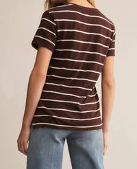 Z Supply Foundation Premium Striped Tee in sandalwood - women's t-shirt - detail view