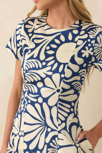 Prosperina Margot Reversible Dress in mod blossom navy - women's dress - view 5