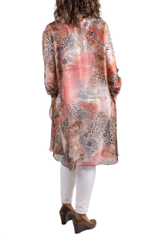 Gigi Moda - Long silk paisley print cardigan