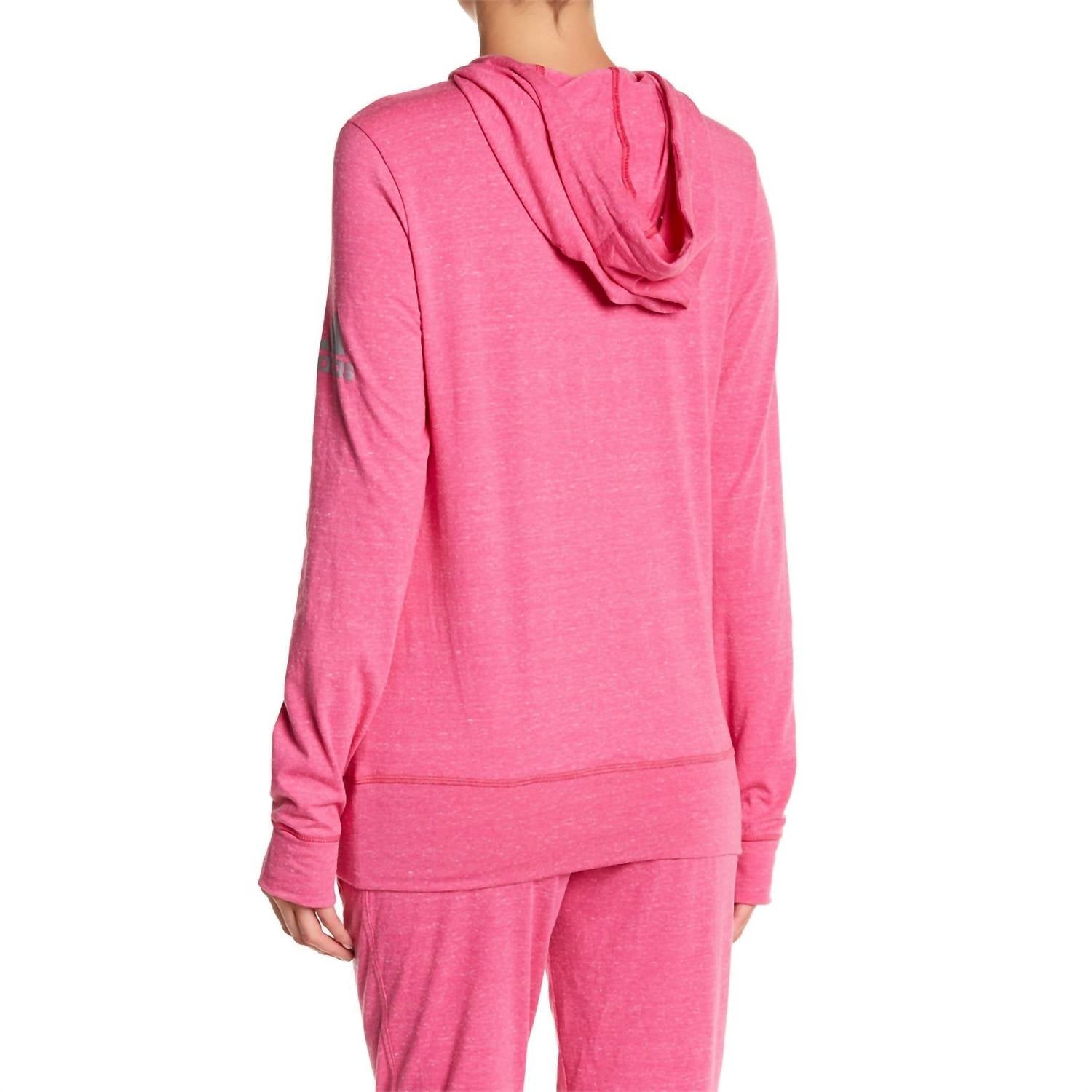 adidas Women's Sw Pullover Hoodie in shock pink - women's top - detail view