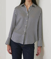 Patrick Assaraf - Long Sleeve Silk Satin Relaxed Shirt
