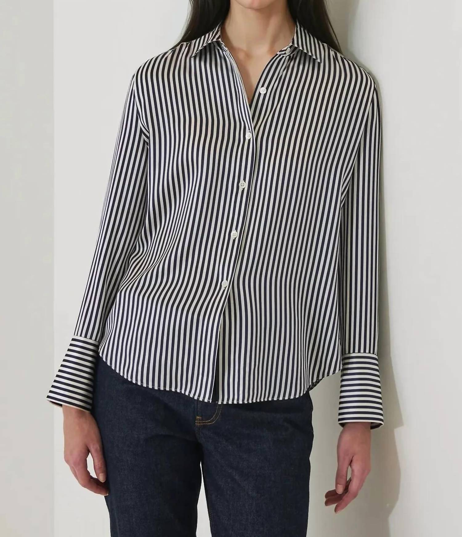 Patrick Assaraf - Long Sleeve Silk Satin Relaxed Shirt