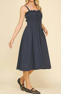 Pinch - Front-tie Detailed Smocking Midi Dress