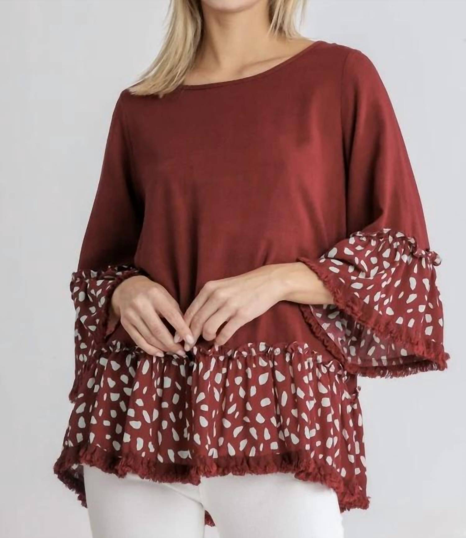 Umgee - Linen Blend Animal Print Top