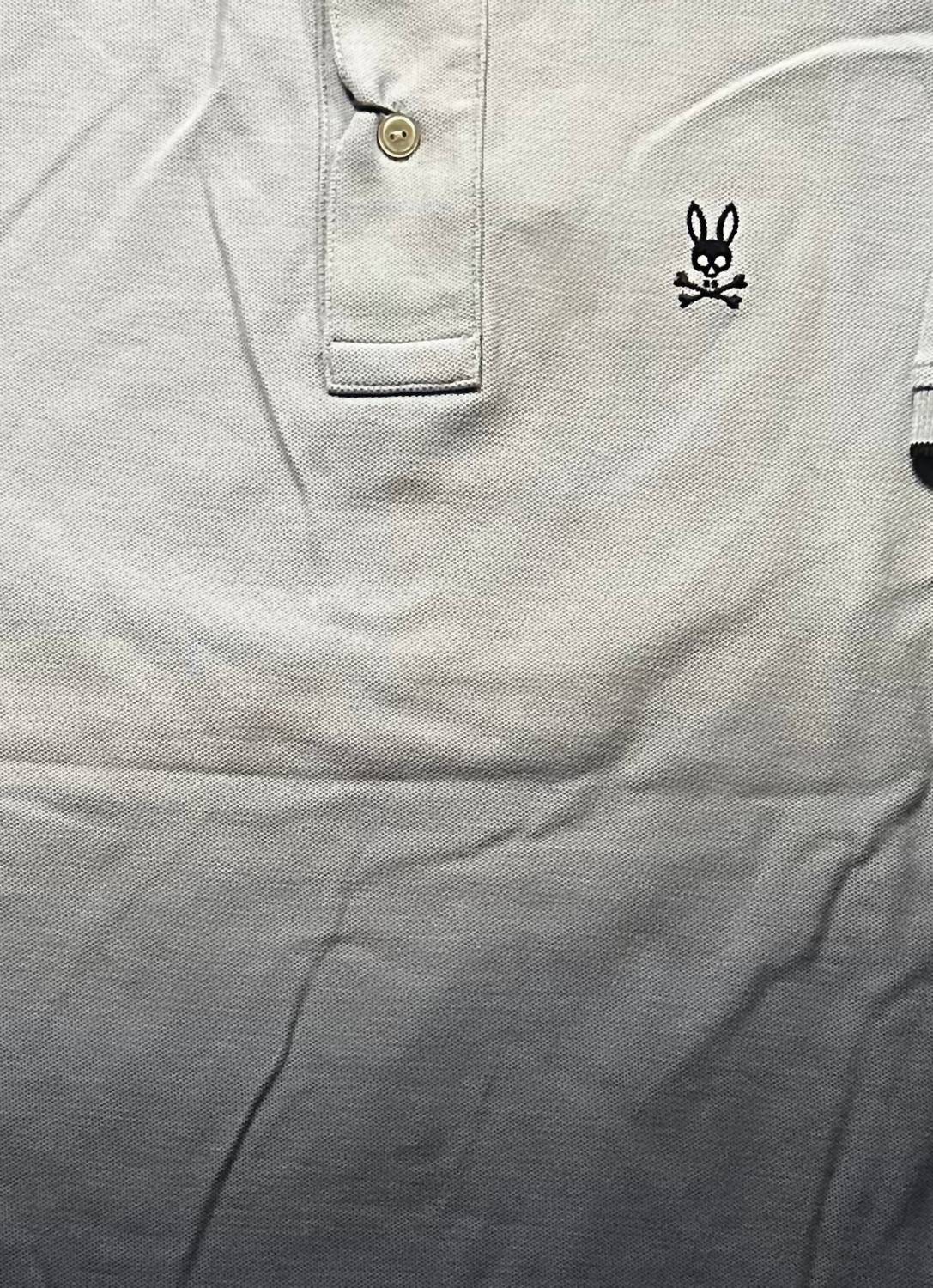 Psycho Bunny Men's Ombre Polo in grey - men's shirt - detail view
