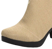 CHARLESTON SHOE CO. Women's Torino Boots in brown herringbone - women's shoe - detail view