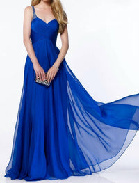 ALYCE PARIS Silky Chiffon Ruched Gown in electric blue - women's dress