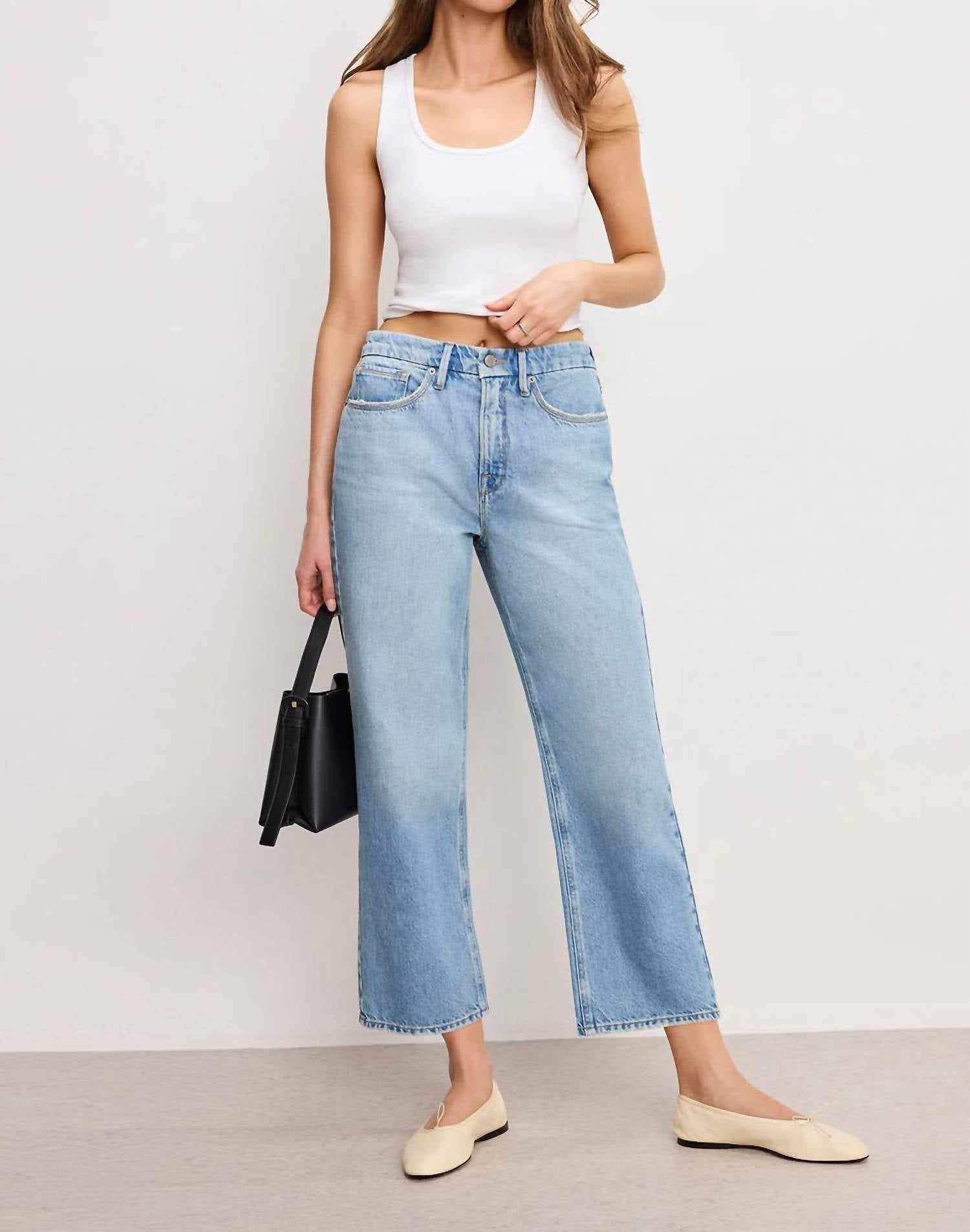 GOOD AMERICAN Good 90s Crop Relaxed Jeans in indigo 964 - women's jeans