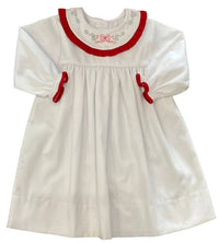 Auraluz - Girl's Christmas Bow Embroidered Pique Dress